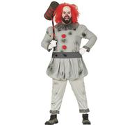 Fiestas Guirca Disfraz Payaso Asesino Malvado Gris Halloween Hombre Talla XL 56-58
