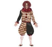 FIESTAS GUIRCA disfraz payaso terror adulto hombre granate y negro