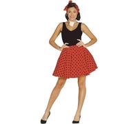 FIESTAS GUIRCA | Disfraz Pin Up Años '50 para Mujer (42-44/L) - Falda y Pañuelo - Estilo Retro y Vintage para Fiestas de Disfraces, Carnaval y Halloween - Ideal para Celebraciones Temáticas - Rojo