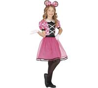 Fiestas Guirca Disfraz niña Ratoncita rosa - Diadema y vestido de lunares - 7-9 años