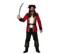 FIESTAS GUIRCA | Disfraz Pirata Adulto Hombre - Set 6 Piezas - XXL | Incluye 6 Elementos | Talla 56-58 | Poliéster | Rojo y Negro | Estilo Corsario | Halloween, Carnaval y Fiestas Temáticas