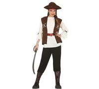 FIESTAS GUIRCA | Disfraz Pirata Siete Mares Teen (14-16 Años) - Camisa, Chaleco, Sombrero, Cinturón, Cubrebotas y Pantalón