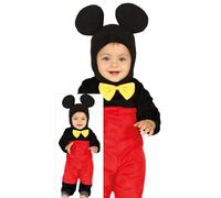 FIESTAS GUIRCA | Disfraz Ratóncito Baby (12-18 meses) - Gorro y Mono para Bebé Niño - Ideal para Fiestas, Eventos y Celebraciones de Ratoncitos - Disfraces Infantiles - Negro y Rojo
