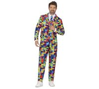 FIESTAS GUIRCA Disfraz Retro de Bloques para Hombre - Traje de los 80 con Coloridos Diseños de Videojuegos Divertido Disfraz para Hombre - Despedida de Soltero de los 90 Disfraces Hombre Talla M