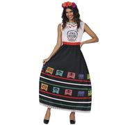 FIESTAS GUIRCA | Disfraz Skull Catrina Adulta (38-40/M) - Vestido y Cinturón - Disfraces de Día de Muertos, Halloween y Carnaval para Fiestas de Disfraces - Ideal para Mujeres - Negro y Blanco