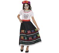 FIESTAS GUIRCA | Disfraz Skull Catrina Infantil (10-12 Años) - Vestido y Cinturón para Niñas - Disfraces de Día de Muertos, Halloween y Carnaval - Ideal para Fiestas de Disfraces - Blanco y Negro
