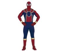 FIESTAS GUIRCA Disfraz Spider Hero Hombre - Disfraz Super Spider Rojo, Azul y Dorado con Máscara y Mono - Disfraz Hombre Talla S 46-48