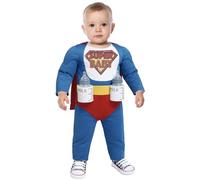 FIESTAS GUIRCA | Disfraz Super Bebé (12-18/Meses) - Capa, Mono y Sujetalatas para Niños - Disfraces de Superhéroes y Villanos para Fiestas, Halloween y Carnaval - Ideal para Bebés - Azul y Multicolor