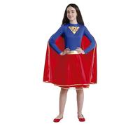 FIESTAS GUIRCA Disfraz de Super Heroína Adolescente - Atuendo de Super Chica con Vestido Azul y Rojo y Capa para Chicas de 14-16 Años