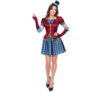 FIESTAS GUIRCA | Disfraz Tic Tac Hatter para Mujer - Vestido, Gorro y Mangas - Disfraces de cuentos para Halloween, Carnaval y Fiestas de Disfraces