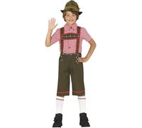 FIESTAS GUIRCA | Disfraz Tiroles Infantil (10-12 Años) - Camisa y Peto - Disfraces de Oktoberfest, Fiestas de Cerveza y Celebraciones Alemanas - Ideal para Niños - Rojo y Verde