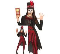 FIESTAS GUIRCA | Disfraz Voodoo Witch Adulta (44-46/XL) - Camisa, Chaqueta, Corset, Pantalón y Sombrero - Disfraces de Bruja para Halloween y Fiestas Temáticas - Ideal para Mujer - Negro y Rojo
