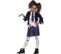 FIESTAS GUIRCA Disfraz Zombie de Colegiala Azul para niña
