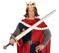 FIESTAS GUIRCA | Espada Medieval de Mentira (120 cm) - Accesorio para Disfraz de Caballero Guerrero Cruzado Vikingos Carnaval Halloween Cosplay Fiestas Medievales - Adulto Infantil - Plata Oro