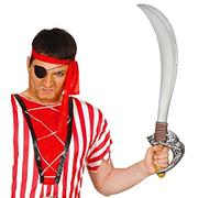FIESTAS GUIRCA | Espada Pirata 7 Mares (72 cm) - Accesorio de Disfraz para Piratas Corsarios Bucaneros Carnaval Halloween Mascaradas Fiestas Infantiles y Adultos - Plata