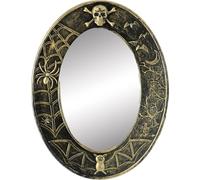 FIESTAS GUIRCA | Espejo con Luz y Sonido (25x32 cm) - Decoración de Miedo para Halloween y Fiestas de Terror - Incluye Muñeco para Atrezzo Espeluznante - Ideal para Ambientes Sobrenaturales - Bronce