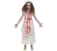 Fiestas Guirca Disfraz infantil Bloody Wife – Vestido y diadema (5-6 años) Blanco y rojo