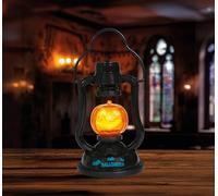 FIESTAS GUIRCA | Farol Calabaza con Luz y Sonido (15 cm) - Decoración de Halloween para Fiestas y Celebraciones - Iluminación Ideal para Ambientes Espeluznantes - Naranja y Negro