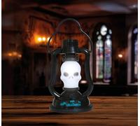 FIESTAS GUIRCA | Farol Calavera con Luz y Sonido (15 cm) - Decoración de Halloween para Fiestas y Celebraciones - Iluminación y Efectos Terroríficos - Ideal para Ambientes de Miedo- Blanco y Negro