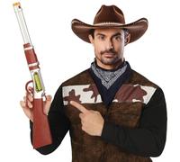 FIESTAS GUIRCA | Rifle de Juguete (60 cm) - Arma de Fuego de Juguete para Disfraz de Vaquero y Fiestas Temáticas - Accesorio para Halloween y Carnaval - Niños y Adultos - Marrón Plata Negro