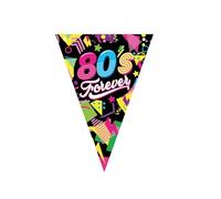 FIESTAS GUIRCA | Gallardete de los 80s (3m/20x30 cm) - Decoración de Papel para Fiestas Retro - Ideal para Celebraciones y Temáticas - Negro, Multicolor