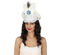 FIESTAS GUIRCA | Gorra Bride con Plumas y Pedrería (Talla Única) - Accesorio de Disfraz para Fiestas Bride To Be y Despedidas de Soltera - Ideal para Adulto Unisex - Blanco