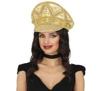FIESTAS GUIRCA | Gorra de Policía con Pedrería Oro (Talla Única) - Accesorio de Disfraz para Despedida de Soltero y Fiestas de Disfraces - Ideal para Adulto Unisex - Oro