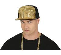 FIESTAS GUIRCA | Gorra de Rapero con Remaches Oro (Adulto Unisex) - Accesorio de Disfraz para Fiestas de los Años '90 y Celebraciones Hip Hop - Ideal para Oro Negro