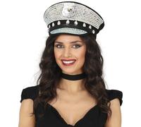 FIESTAS GUIRCA GORRA POLICIA CON BRILLANTES, ADULTO
