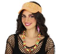FIESTAS GUIRCA | Gorra Visera Naranja con Pedrería (Talla Única) - Accesorio de Disfraz para Fiestas de Despedida de Soltero, Años '80 y Eventos Deportivos - Ideal para Adulto Unisex - Naranja