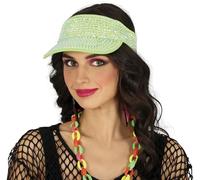 FIESTAS GUIRCA | Gorra Visera Verde con Pedrería (Talla Única) - Accesorio de Disfraz para Fiestas de Despedida de Soltero, Años '80 y Eventos Deportivos - Ideal para Adulto Unisex - Verde