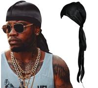 FIESTAS GUIRCA | Gorro Bandana Negro - Accesorio Textil para Disfraces de Pirata, Biker y Aventurero - Ideal para Fiestas de Carnaval, Halloween y Cosplay (Unisex) - Negro