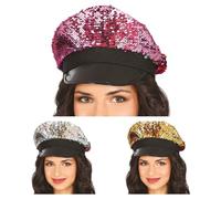 FIESTAS GUIRCA Gorro de capitán de noche con lentejuelas fucsia para adultos - Accesorios de disfraz - Cosplay para - Tema: