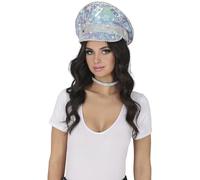 FIESTAS GUIRCA | Gorro de Policía Azul con Perlas (Talla Única) - Accesorio de Disfraz para Carnaval - Ideal para Adultos Unisex - Sombrero de Policía para Cosplay y Eventos - Azul