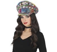FIESTAS GUIRCA | Gorro de Policía Multicolor con Tachuelas (Talla Única) - Accesorio de Disfraz para Fiestas de Carnaval y Halloween - Ideal para Adultos Unisex - Multicolor
