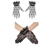 FIESTAS GUIRCA | Guantes Calado Cruz Negro (22 cm) - Accesorio de Disfraz para Halloween y Fiestas de Época Siglo XIX - Ideal para Cosplay, Mascaradas y Carnaval - Unisex - Negro