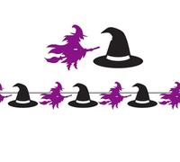 FIESTAS GUIRCA | Guirnalda Brujas (300 cm) - Decoración de Halloween y Fiestas Temáticas - Ideal para Celebraciones y Eventos - Accesorio de Decoración - Morado y Negro