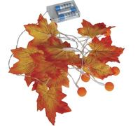 FIESTAS GUIRCA | Guirnalda Eléctrica 20 LEDs Hojas Calabaza (315 cm) - Decoración de Halloween e Iluminación para Fiestas - Ideal para Ambientes Festivos y Ocasiones Especiales - Naranja