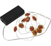 FIESTAS GUIRCA | Guirnalda Eléctrica de Calabazas con 10 LEDs a Pilas (120 cm) - Decoración de Halloween y Fiestas Temáticas - Ideal para Iluminación y Ambientes Terroríficos - Naranja