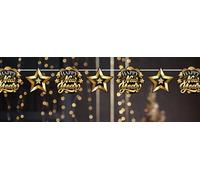 FIESTAS GUIRCA | Guirnalda Happy New Year Oro y Negro (300 cm) - Decoración de Fiesta para Año Nuevo y Celebraciones - Ideal para Fiestas de Fin de Año - Accesorio de Decoración - Oro Negro