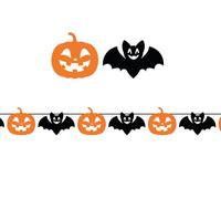 FIESTAS GUIRCA | Guirnalda Murciélago y Calabaza (300 cm) - Decoración de Halloween y Fiestas Temáticas - Ideal para Celebraciones y Eventos - Accesorio de Decoración - Naranja y Negro