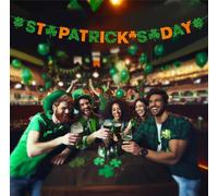 FIESTAS GUIRCA | Guirnalda San Patricio (300 cm) - Decoración de Fiesta para Celebraciones y Eventos - Ideal para Fiestas de San Patricio y Otras Ocasiones - Verde y Naranja