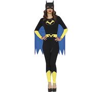 FIESTAS GUIRCA Heroína de la Noche Disfraz para Mujer - Mono, Máscara y Capa Superhéroe - Disfraz de Mujer Talla M 38-40
