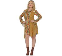 FIESTAS GUIRCA Hippie Encantadora Disfraz para Mujer - Años 70 Conjunto de Vestido Corto - Años 60 Flower Power Disfraz para Mujer Talla XL 46-48