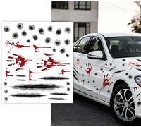 FIESTAS GUIRCA | Hoja Adhesiva para Coche (30x40 cm) - Decoración de Pared, Puerta y Ventana para Halloween y Fiestas de Disfraces - Adhesivos para Celebraciones y Eventos - Blanco y Rojo