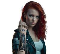 FIESTAS GUIRCA | Hoja de Tatuaje Futurista para Brazo (14x30cm) - Tatuajes Temporales y Efectos Especiales - Maquillaje para Disfraces de Ciencia Ficción, Cosplay, Halloween, Carnaval - Multicolor