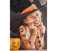 FIESTAS GUIRCA | Hoja de Tatuajes Divetidos para Halloween - Tatuajes Infantiles Temporales y FX para Niños y Niñas - Maquillaje y Decoración para Fiestas de Disfraces y Celebraciones - Multicolor