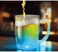 FIESTAS GUIRCA | Jarra de Cerveza con Luz (500 ml) (19.5 cm) - Decoración Reutilizable para Mesa en Fiestas de Despedida de Soltero y Celebraciones - Ideal para Bachelor Party - Transparente