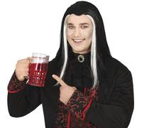 FIESTAS GUIRCA | Jarra de Cerveza con Sangre Falsa (15 cm) (400 ml) - Decoración de Mesa para Halloween y Fiestas de Terror - Accesorio Ideal para Celebraciones y Bebidas - Transparente y Rojo