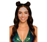 FIESTAS GUIRCA | Joyas Faciales Adhesivas Glow in the Dark - Maquillaje para Festivales y Fiestas de Disfraces - Decoración Facial para Adulto Mujer (Plata) - Brilla en la Oscuridad